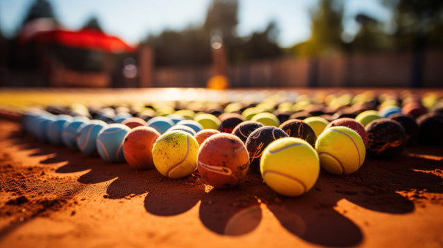 tennis balls on court