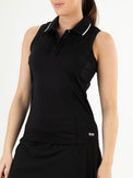 JACINTHA Black - Lady sleeveless Polo - Tenniskleding - Zwart