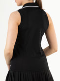 JACINTHA Black - Lady sleeveless Polo - Tenniskleding - Zwart
