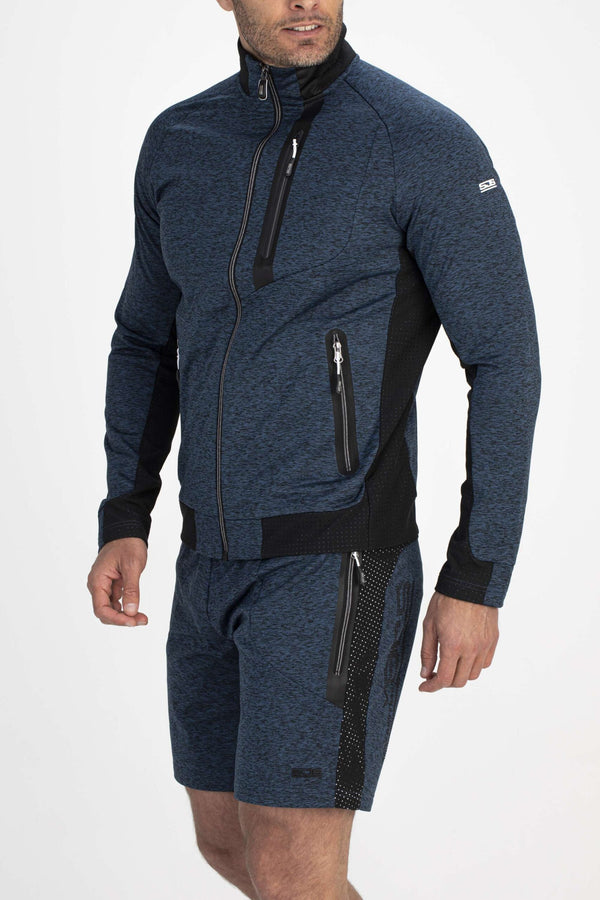 blauw vest mannen zijkant