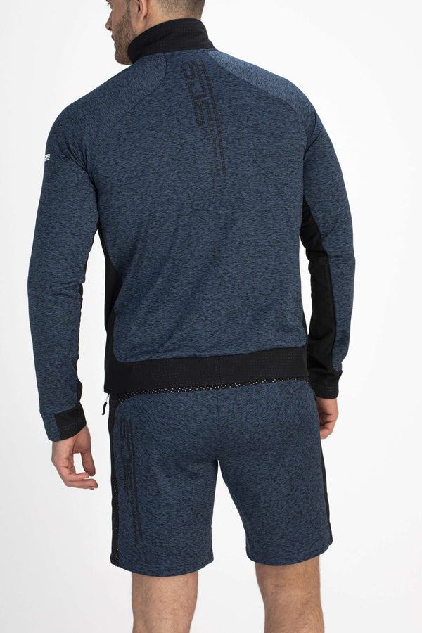 blauw vest mannen achterkant