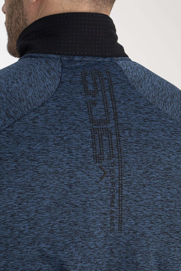 blauw vest mannen achterkant